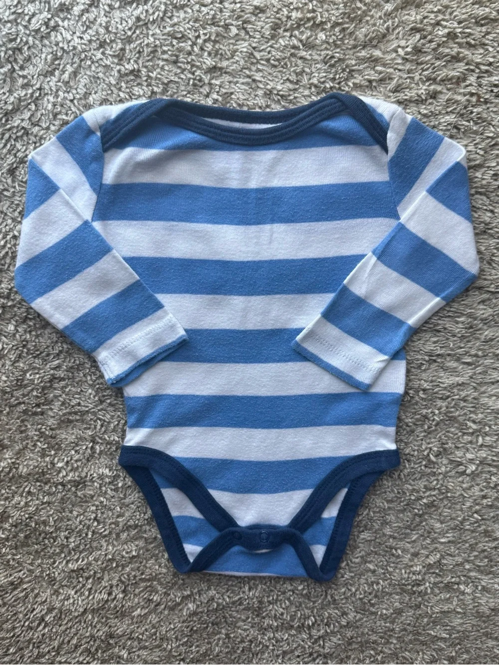 Circo Blue White Striped Long Sleeve Bodysuit 3-6 Months 100% Cotton